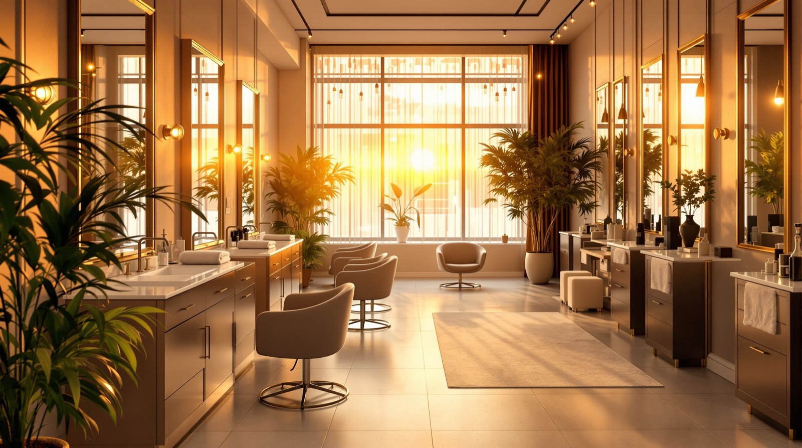 De salon in de avondzon